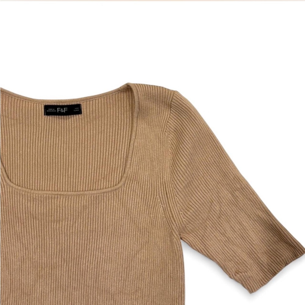 Tan Ribbed Women's Top - Picture 2 of 3